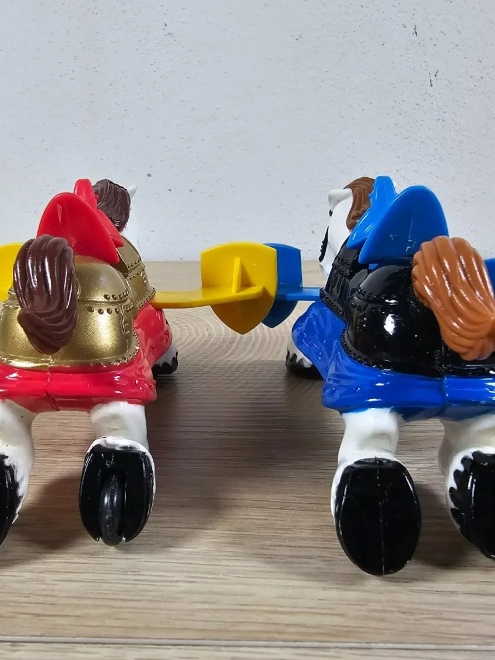 Fisher Price Great Adventures Jousting Horse Lot of 2 Red Blue Vintage 90s 4.5